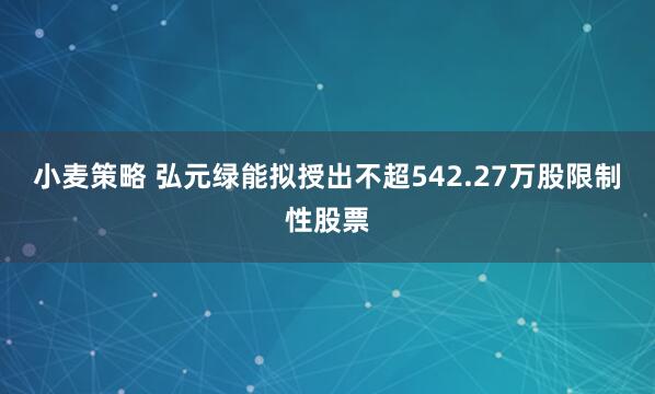 小麦策略 弘元绿能拟授出不超542.27万股限制性股票